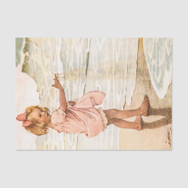 Papier Mousseline Petite fille jouant avec le sable Illustration Vin (Recto)