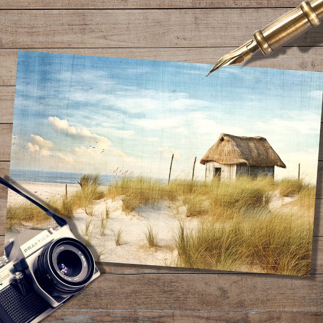 Papier Mousseline Petite paille recouverte Beach House 2 Découpage P (Créateur téléchargé)