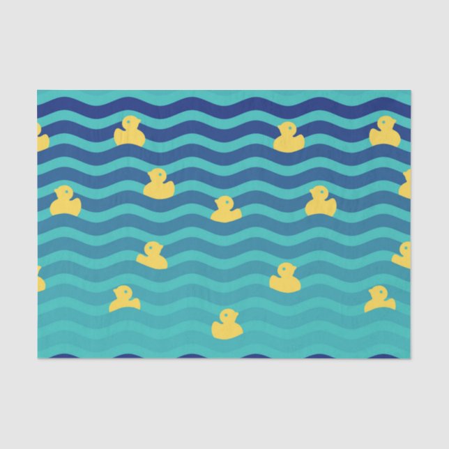 Papier Mousseline Petits canards jaunes flottants (Recto)