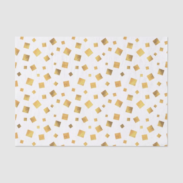 Papier Mousseline Petits Carrés d'or sur White Elegant (Recto)