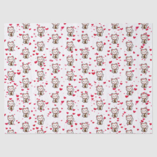 Papier Mousseline Petits cœurs, Chat Chanceux, Bonne Chance, Maneki