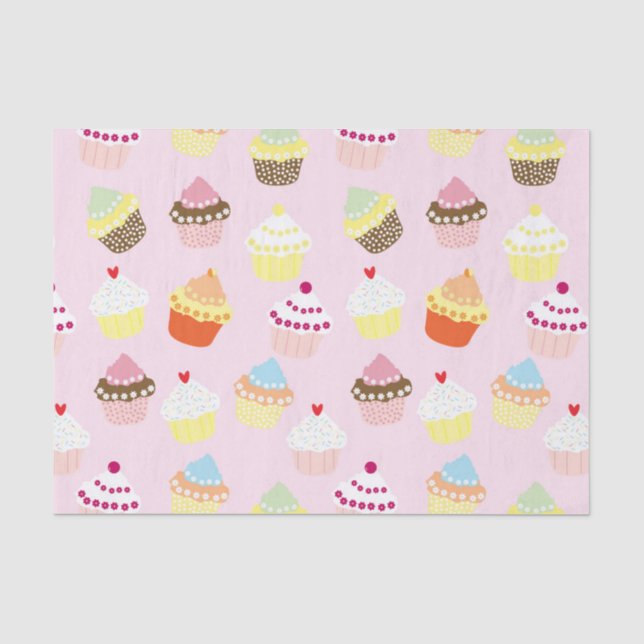 Papier Mousseline Petits gâteaux sur le rose (Recto)