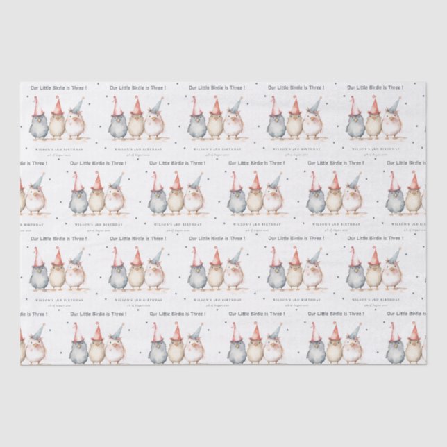 Papier Mousseline Petits Oiseaux De Soirée N'Importe Quel Anniversai (Recto)