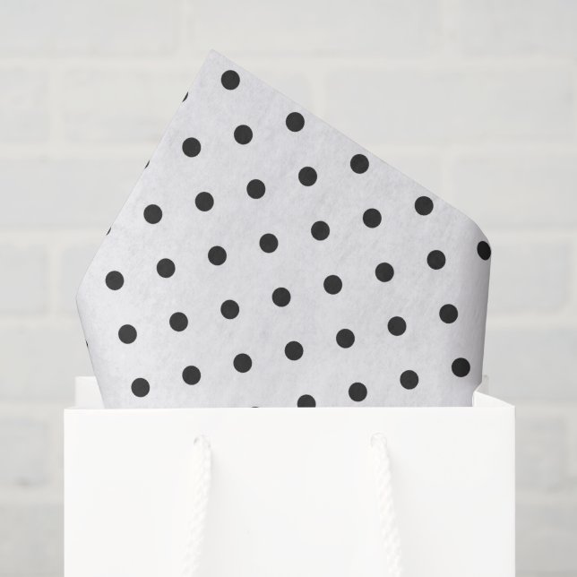 Papier Mousseline Petits points noirs sur l'emballage cadeau blanc (Sac cadeau)