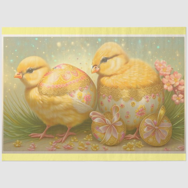 Papier Mousseline Petits Poussins De Pâques Dans Une Collection De C (Recto)