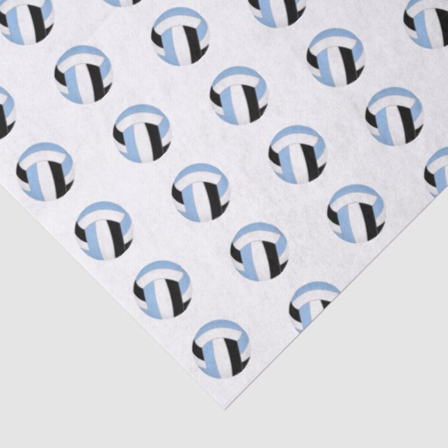 Papier Mousseline petits volants bleu clair noir motif (Détail)