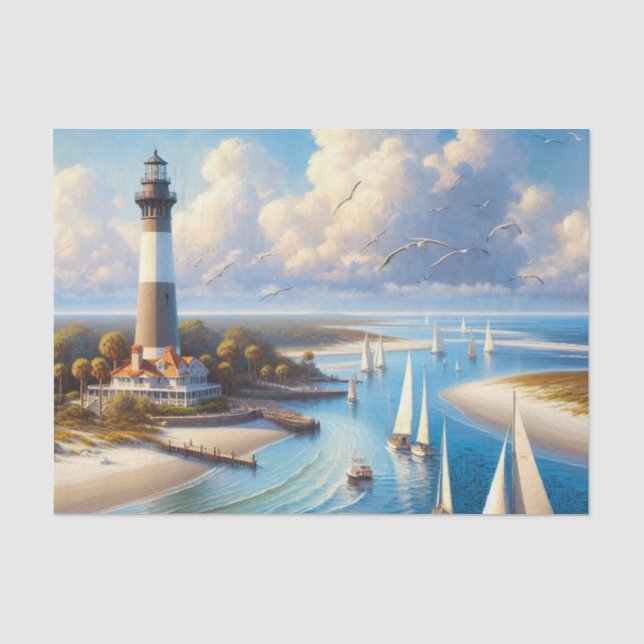 Papier Mousseline Phare à Sailboat Cove (Recto)
