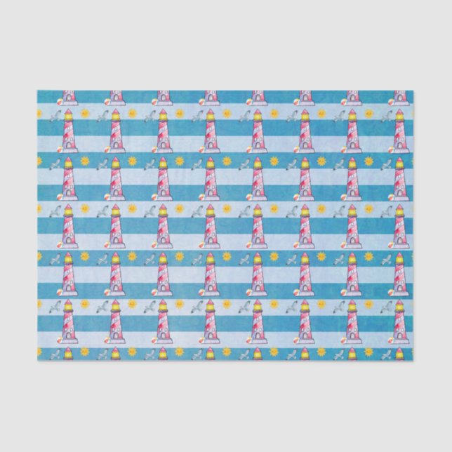 Papier Mousseline Phare d'aquarelle rouge (Recto)