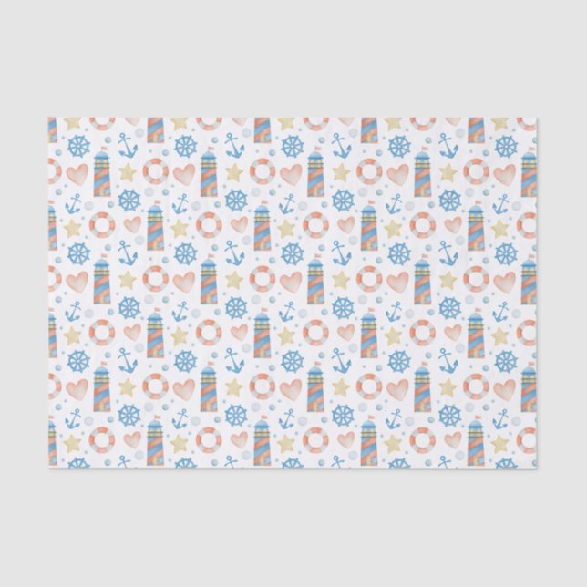 Papier Mousseline Phare nautique aquarelle (Recto)