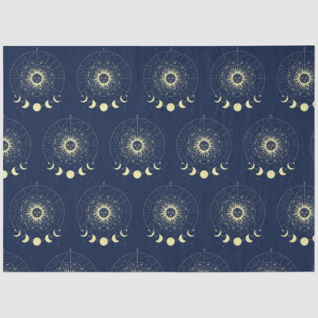 Papier Mousseline Phases de la lune solaire céleste Zodiac (Recto)