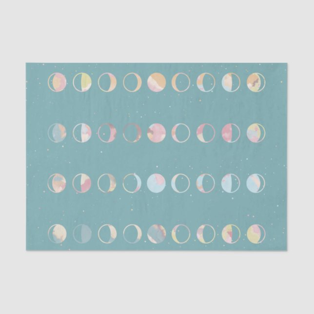 Papier Mousseline Phases Lune turquoise (Recto)
