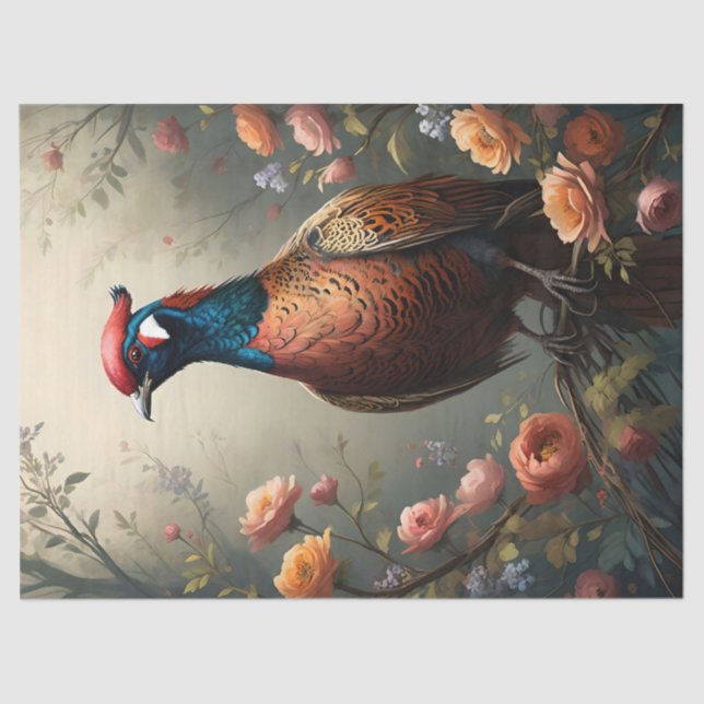 Papier Mousseline Pheasant floral (Recto)