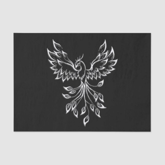 Papier Mousseline Phoenix se lève sur le noir (Recto)