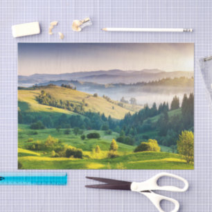 Papier Mousseline Photo de paysage naturel de collines ondoyantes