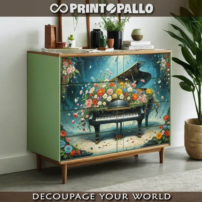 Papier Mousseline Piano et fleurs : une symphonie de joie pour l'éte (Créateur téléchargé)