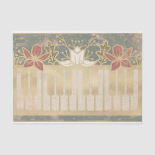 Papier Mousseline Piano vintage Floral