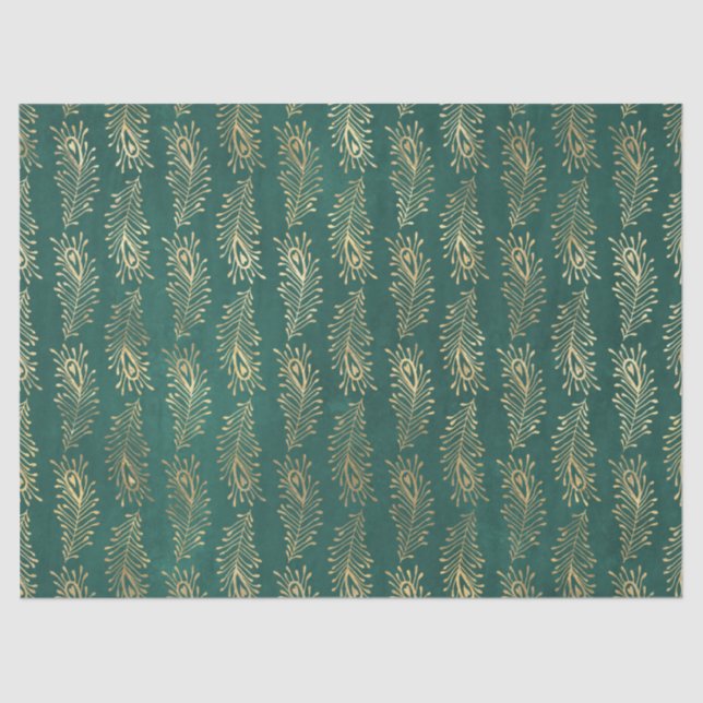 Papier Mousseline Pic Abstrait d'or sur une page verte (Recto)