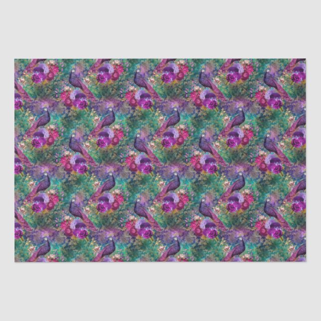 Papier Mousseline Pic rose pourpre Floral (Recto)