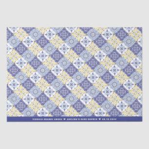Papier Mousseline Piccolo Amore Carreaux italiens Baby shower Citron