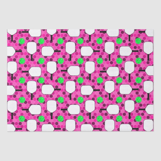 Papier Mousseline Pickleball Paddle - Magenta Honeycomb Hexagons (Recto)