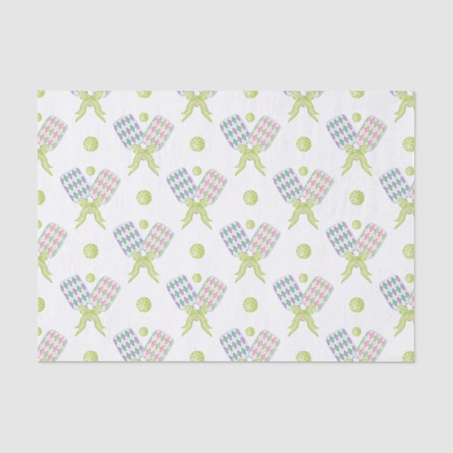 Papier Mousseline Pickleball Paddles de Jacquard d'aquarelle Preppy (Recto)