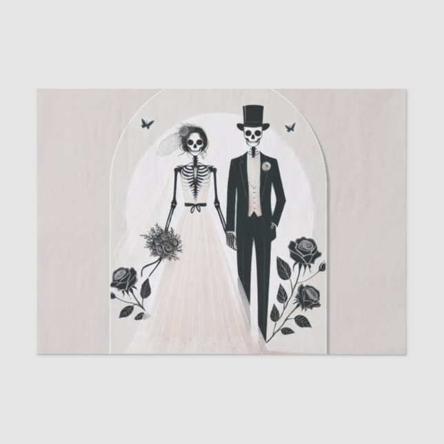 Papier Mousseline Pierre gris noir squelette gothique Mariage d'Hall (Recto)