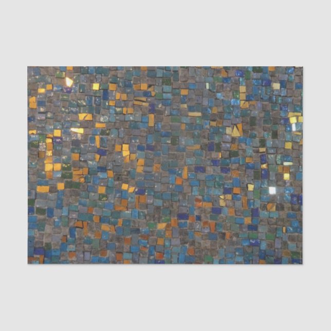 Papier Mousseline Pierres de mosaïque en bleu et or (Recto)
