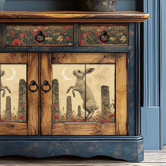 Papier Mousseline Pierres debout antiques de lièvre mystique sur la 