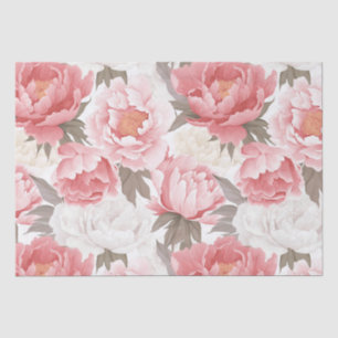 Papier Mousseline Pies roses et blanches