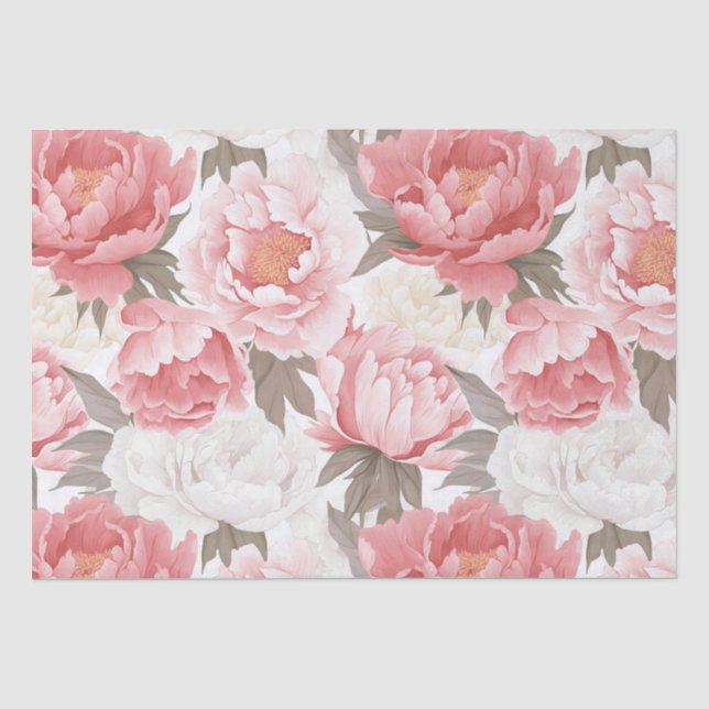 Papier Mousseline Pies roses et blanches (Recto)