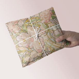 Papier Mousseline Pies roses Motif Floral