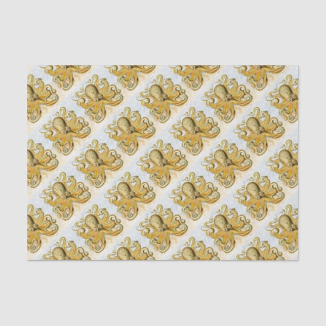 Papier Mousseline Pieuvre marine peinte calmar Kraken (Recto)