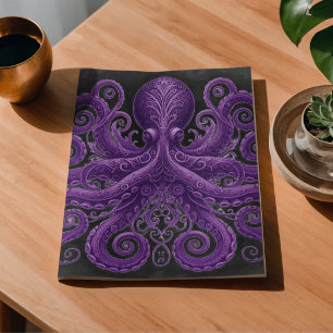 Papier Mousseline Pieuvre violette Steampunk victorien Kraken
