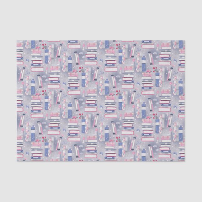 Papier Mousseline Pile de contes de livres gris (Recto)