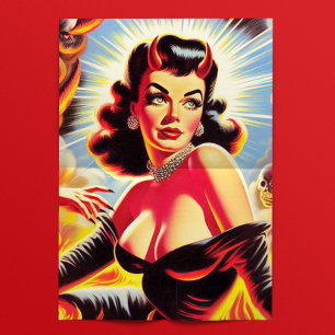 Papier Mousseline Pin-up diabolique vintage