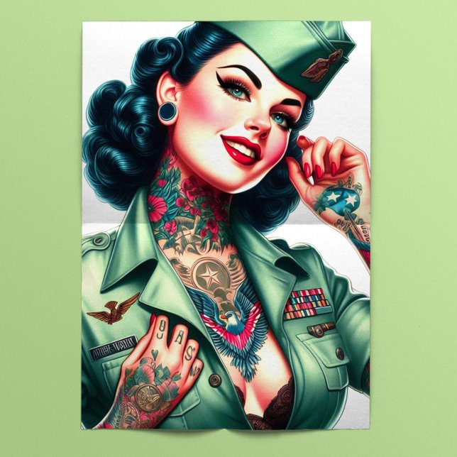 Papier Mousseline Pin-up militaire vintage (Créateur téléchargé)