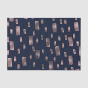 Papier Mousseline Pinceau Moderne Rose Gold et Bleu Marine Pailleté