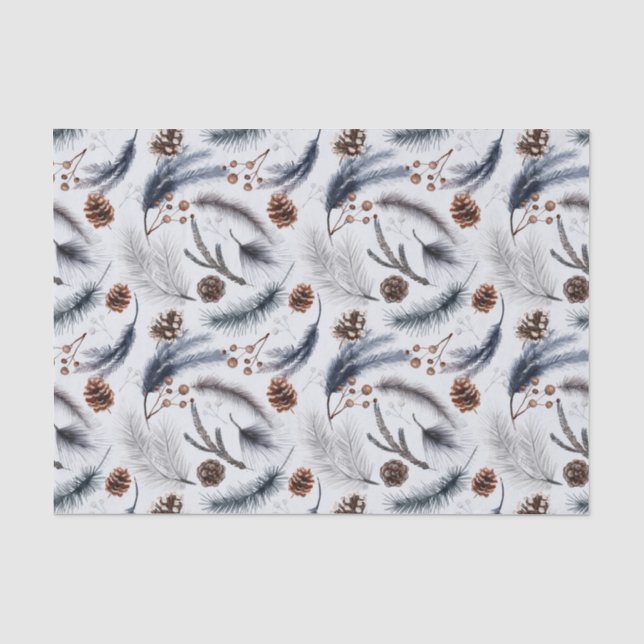 Papier Mousseline Pine Cones et aiguilles de pin Noël Motif (Recto)