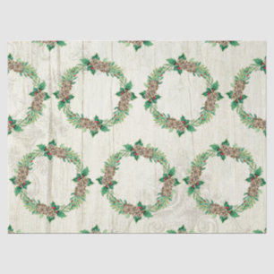Papier Mousseline Pine de Noël Pine Cône Holly Rustic Barne Bois