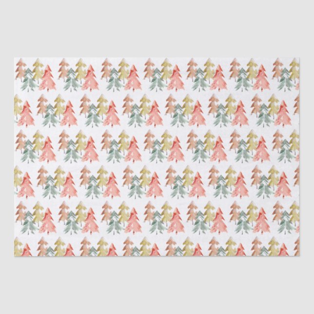 Papier Mousseline Pine Tree Aquarelle Noël (Recto)