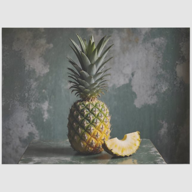Papier Mousseline Pineapple & Slice Rustic Grunge Decoupage  (Recto)