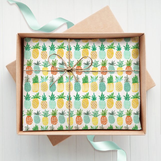 Papier Mousseline Pineapples Tropiques tropicales d'été | Papier Tis (Créateur téléchargé)