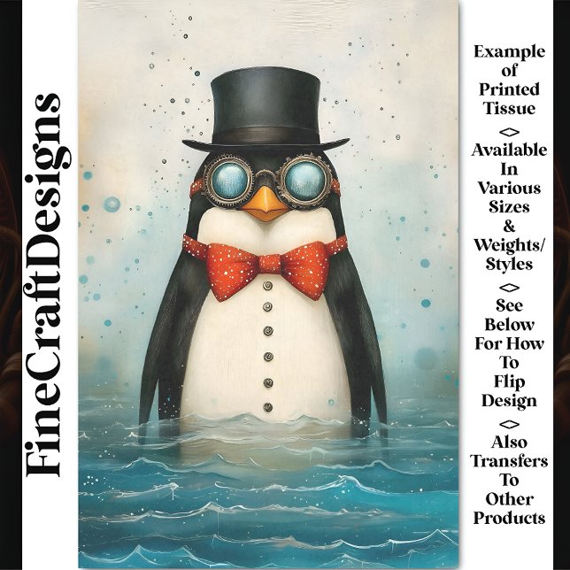 Papier Mousseline Pingouin amusant, Chapeau supérieur, Cravate de fo (Créateur téléchargé)