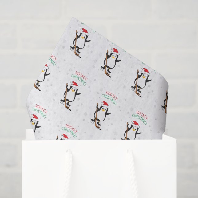 Papier Mousseline Pingouin de Noël de hockey