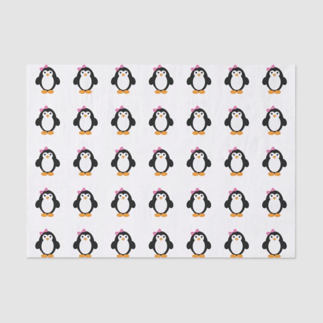 Papier Mousseline Pingouin fille mignonne (Recto)