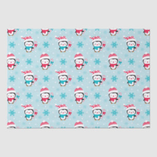 Papier Mousseline Pingouin hivernal mignon de Noël