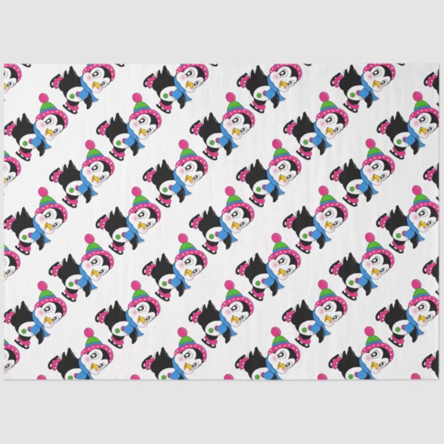 Papier Mousseline Pingouins mignons (Recto)