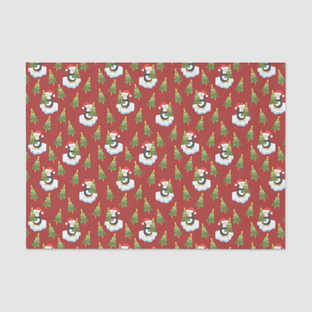 Papier Mousseline Pingouins pour Noël (Recto)