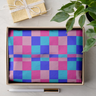 Papier Mousseline Pink and Blue Checkered Print