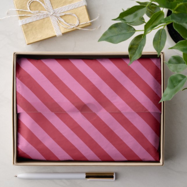 Papier Mousseline Pink and Red Christmas Peppermint Stripes  (Cadeau)